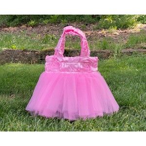 Pink Flower Girl Bag, Ballet Tutu Tote, Ballerina Bag, Princess Costume Bag